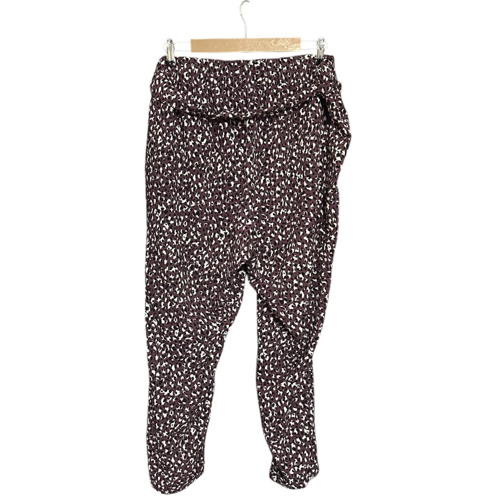 Torrid Pull On Taper Stretch Crepe High Rise Tie Front Pants Leopard Purple 2X - Picture 5 of 6